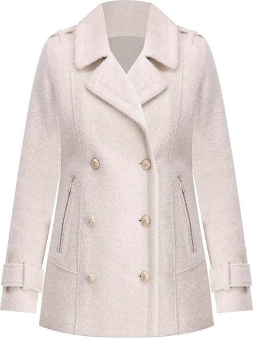 Women's Boucle Peacoat with Gold Accents