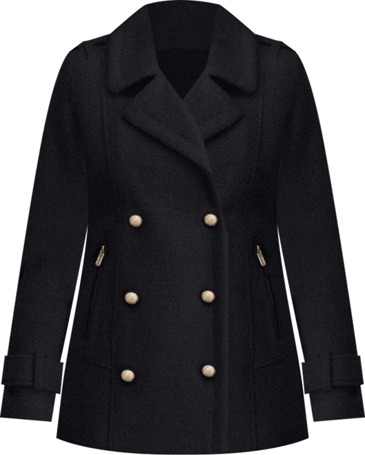 Women's Boucle Peacoat with Gold Accents
