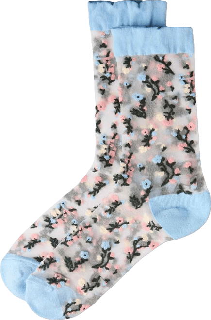 Women's Flowing Floral Sheer Crew Socks