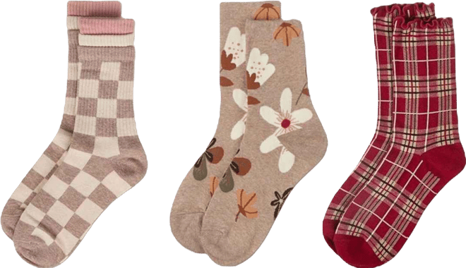 Women's 3 Pair Pack Fashion Crew Socks
