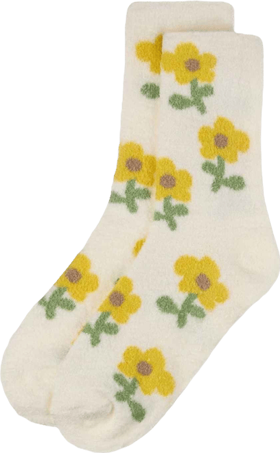 Women's Flower Aloe Infused Crew Socks