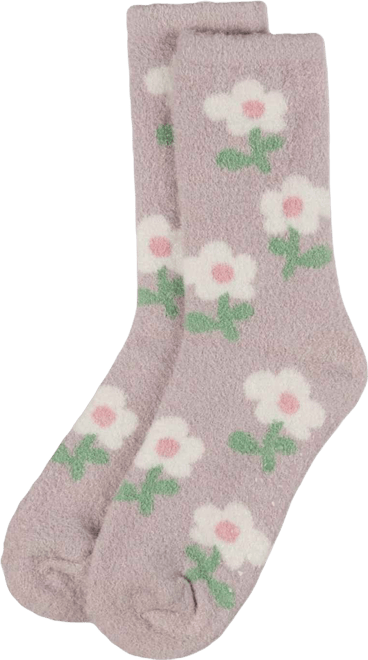 Women's Flower Aloe Infused Crew Socks