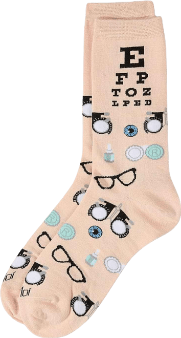 Women's "Eye Exam" Rayon Blend Novelty Crew Sock