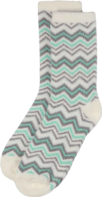 Women's Zig Zag Stripes Aloe Infused Crew Socks