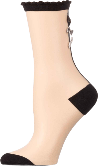 Women's Triple Bow Back Sheer Crew Socks