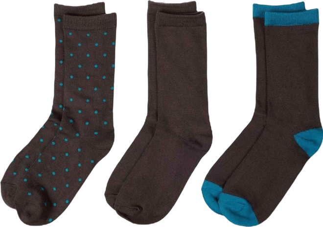3 Pairs Women's ButterSoft Polytam Polka Dot and Solid Colors Crew Socks