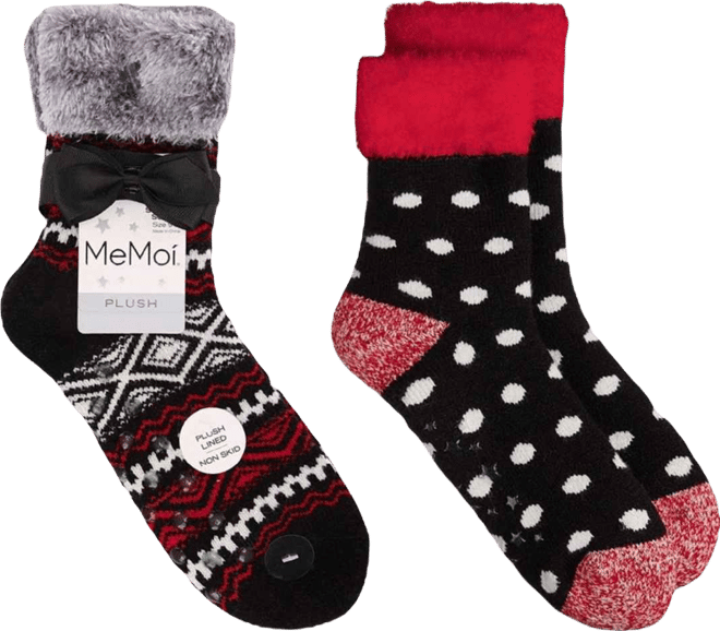 Women's 2 Pair Pack Plush Non-Skid Cabin Crew Socks