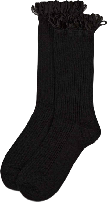 Women's Fine Rib Loop Cuff Crew Socks