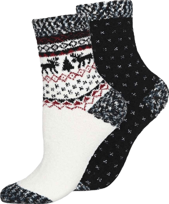Women's 2 Pair Pack Fairisle Border Cloud Soft Crew Socks