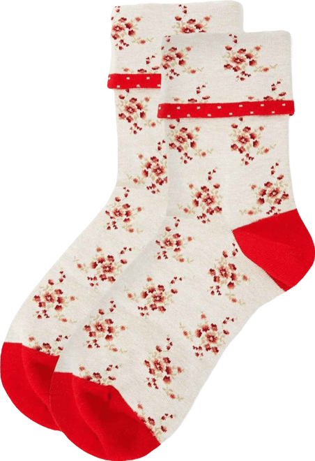 Women's Vintage Floral Cotton Blend Ankle Socks