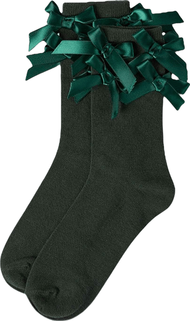 Women's Multiple Knit-On Bows Cotton Rich Crew Sock