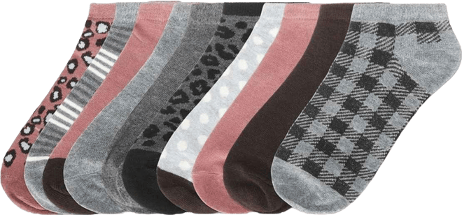 Women's 10 Pair Pack Leopard Low Cut Socks
