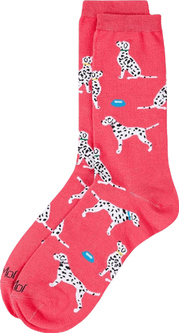 Women's Dalmatian Themed Rayon Blend Novelty Crew Sock