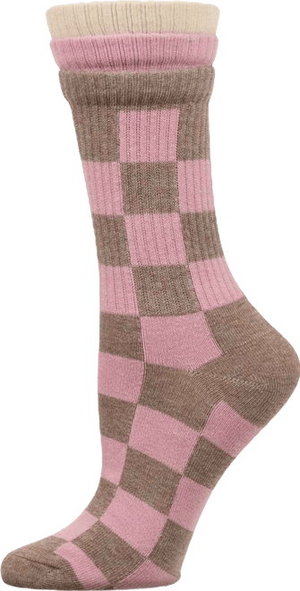 Women's Checkmate Triple Cuff Crew Socks