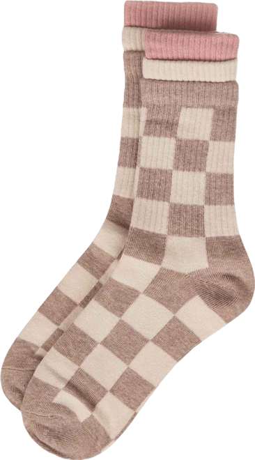 Women's Checkmate Triple Cuff Crew Socks