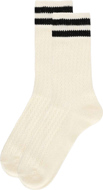 Women's Pointelle Knit Striped Crew Socks