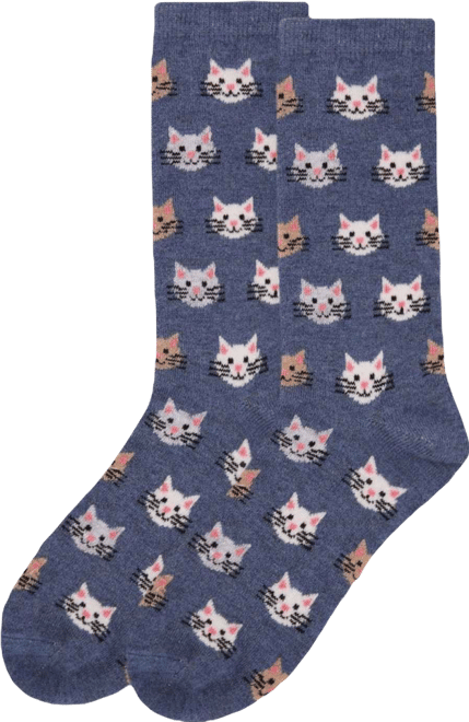 Women's Soft Cheerful Cat Face Cashmere Crew Socks