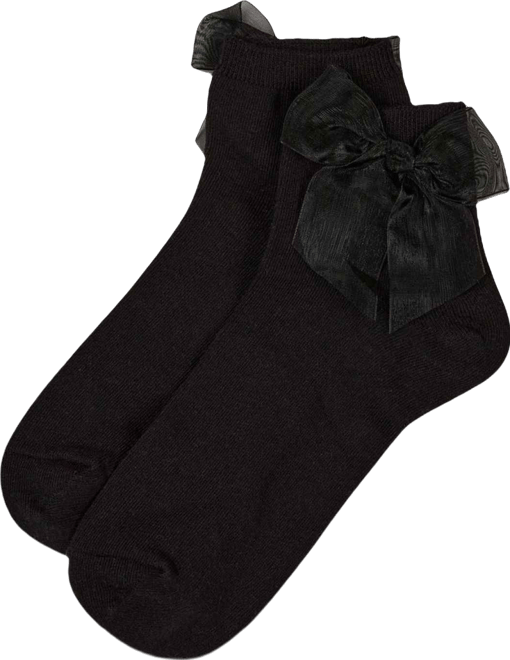 Women's Cotton Rich Tulle Bow Trimmed Ankle Sock
