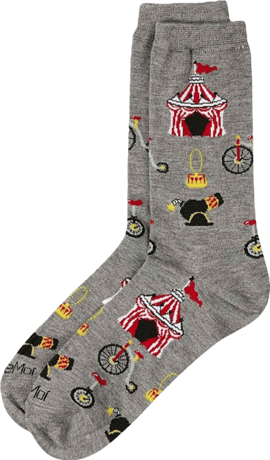 Women's "Circus Tent" Rayon Blend Novelty Crew Sock