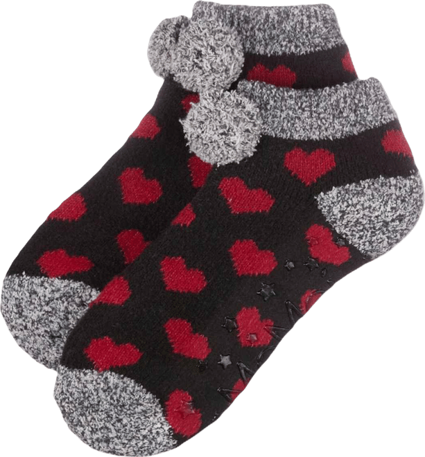 Women's Color Hearts Buttersoft Plush Lined Low Cut Socks