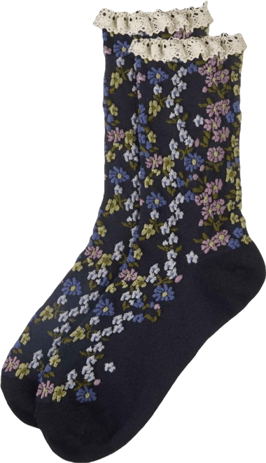 Women's Liberty Floral Lace Cuff Crew Socks