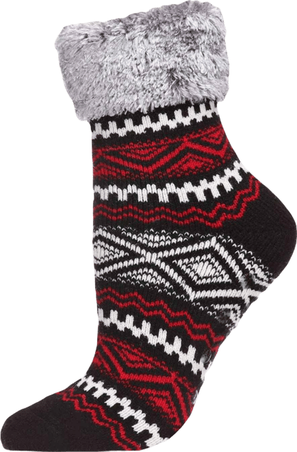 Women's Aztec Fair Isle Plush Cabin Socks