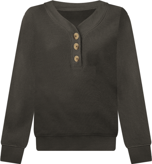 Women's Thermal Waffle Henley Pullover