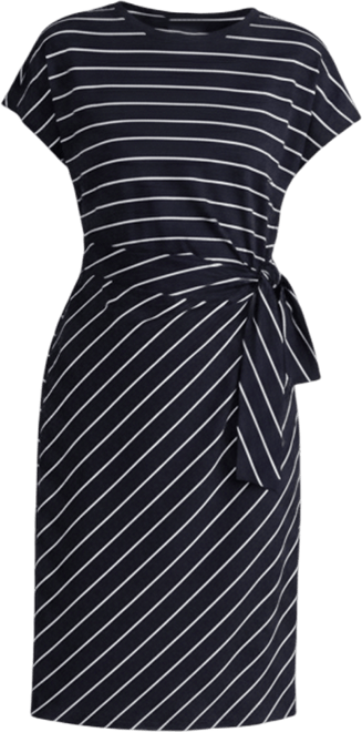 Plus Size Crescent Breton Stripe Knot Dress