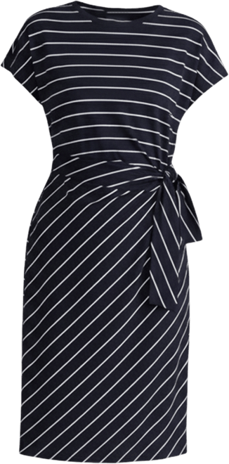 Plus Size Crescent Breton Stripe Knot Dress