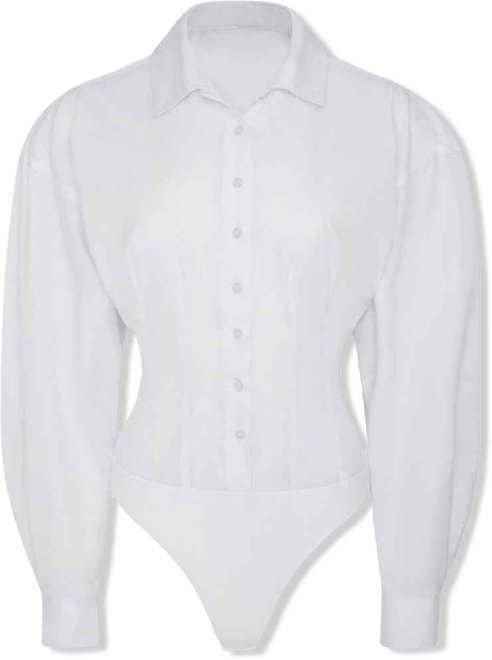 Women's Balloon Sleeve Button Up Bodysuit