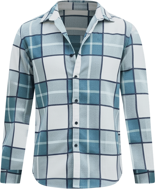 Men's Steel Blue Overlaping Check Shirt