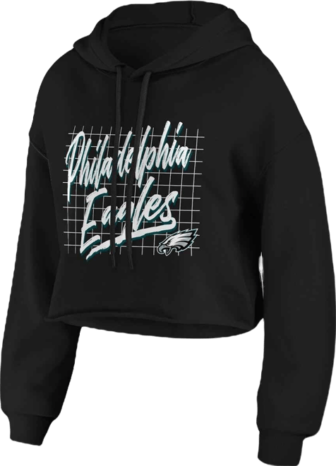 Women's  Black Philadelphia Eagles Domestic Cropped Pullover Hoodie