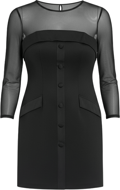 Women's Crewneck Tuxedo Illusion Dress