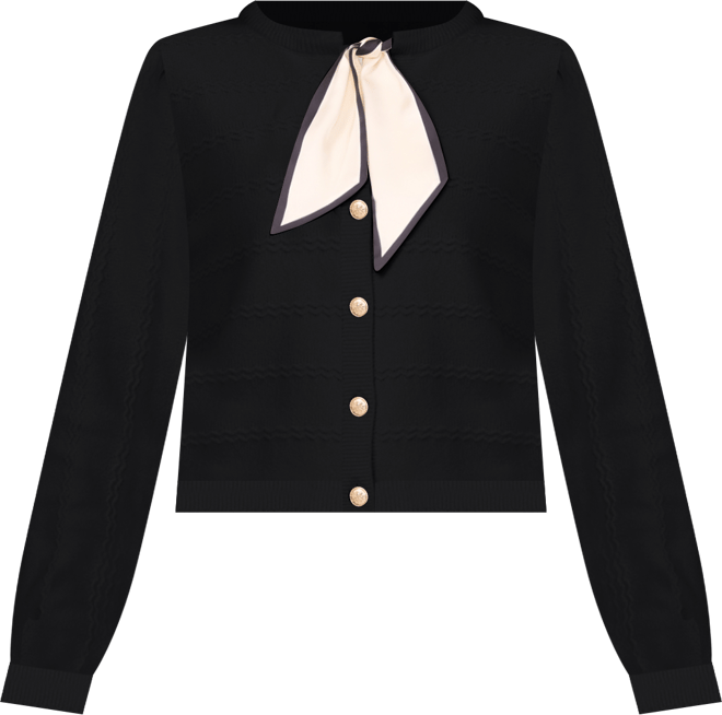 Women's Tie Scarf Long-Sleeve Cardigan Sweater