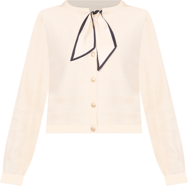 Women's Tie Scarf Long-Sleeve Cardigan Sweater