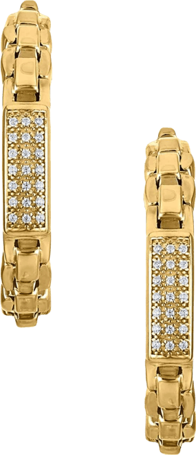 Diamond Bar Box Chain J-Hoop Earrings (1/4 ct. t.w.) in 14k Gold Over Sterling Silver