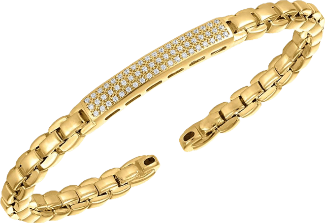 Diamond Bar Box Chain Cuff Bangle Bracelet (1/3 ct. t.w.) in 14k Gold Over Sterling Silver