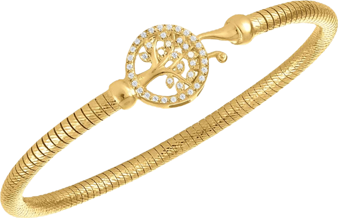 Diamond Tree Of Life Bangle Bracelet (1/5 ct. t.w.) in 14k Gold Over Sterling Silver