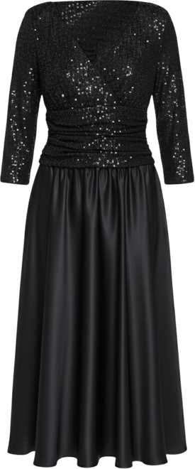 Women's 3/4-Sleeve Surplus Bodice Ruched Waist Dress