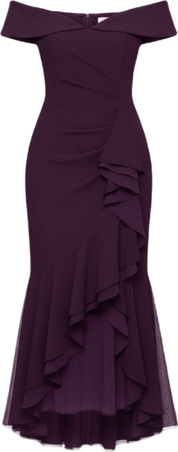 Petite Off-The-Shoulder Ruffled Dress