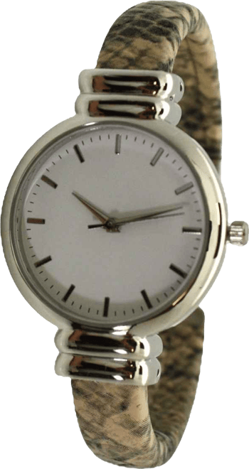 Beige Faux Snake Skin Bangle Women Watch