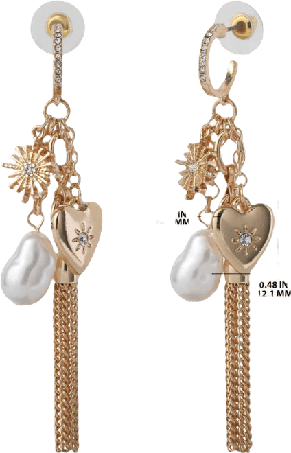 Multi-Charm Tassel Drop Earrings