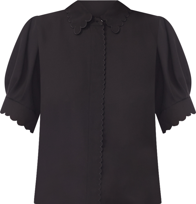 Women's Scallop Button-Down Short-Sleeve Top