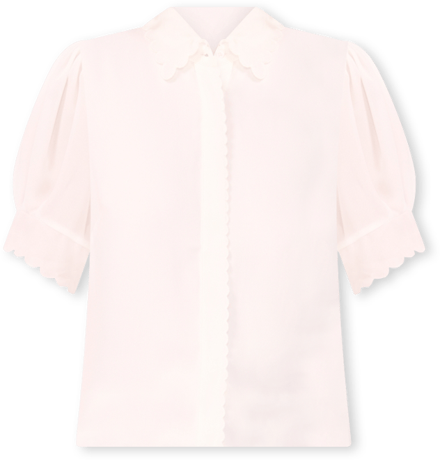 Women's Scallop Button-Down Short-Sleeve Top