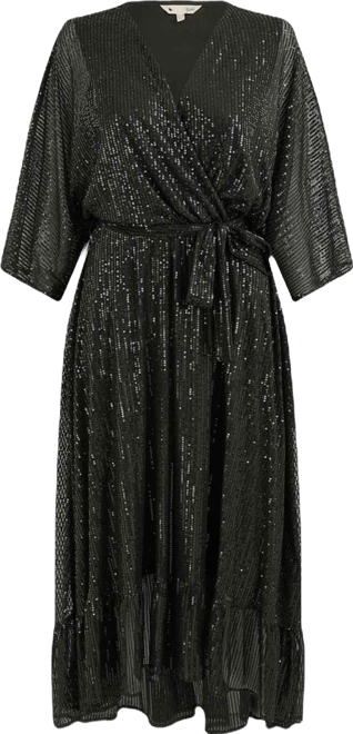 Women's Sequin Kimono Midi Wrap Dress