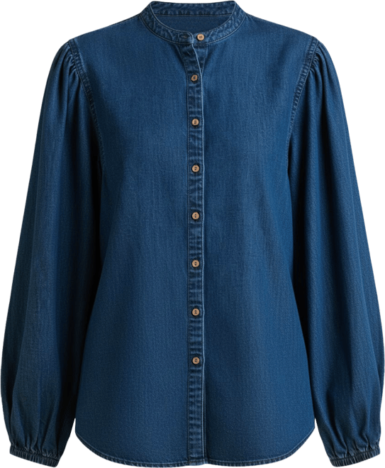 Women's Auri Long Sleeve Round Neck Denim Shirt