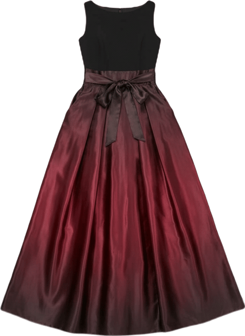 Ombre Satin Bow Sash Gown
