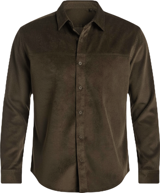 Men's Long Sleeve Button Down Solid Cord Shirt