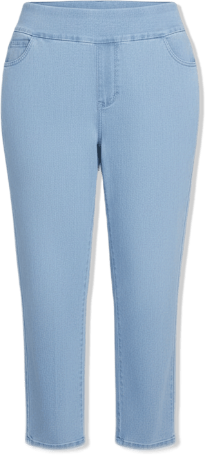 Plus Size Super Stretch Mid-Rise Short Length Denim Pants