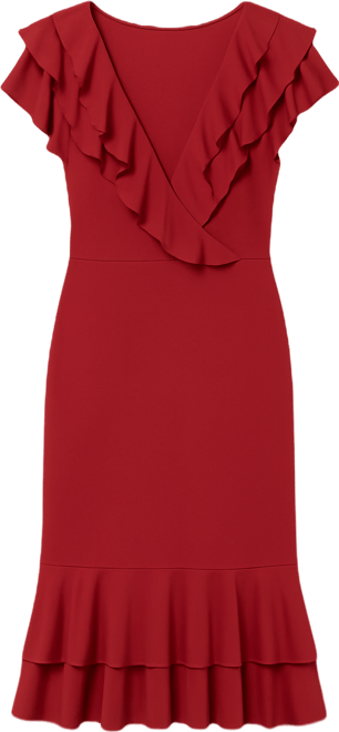 Women's Short Flutter Sleeve Ruffle Neck Dress